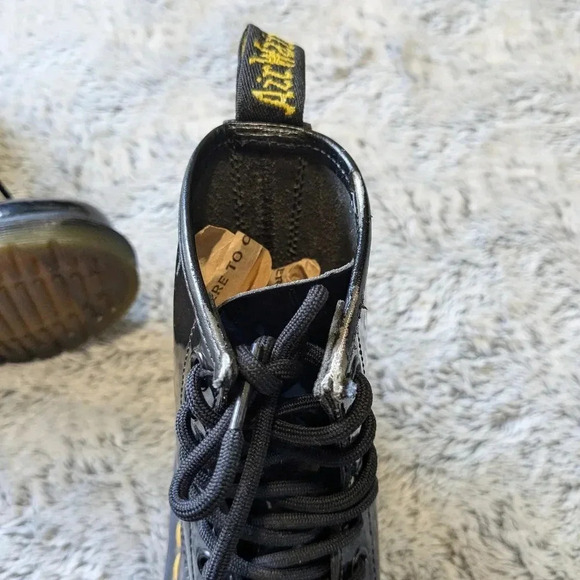 Dr. Martens Black 1460 Patent Leather Shiny Leather Boots Combat Lace Up Size 5 - Picture 10 of 12